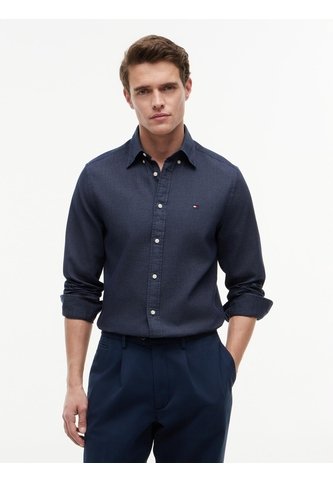 Camisa Azul De Corte Regular Manga Larga Con Tejido Dobby Tommy Hilfiger Tommy Hilfiger