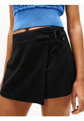 Falda Negro Pantalón De Lino Con Lazada Lateral Tommy Jeans