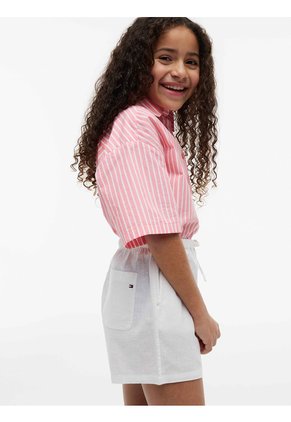 Bermuda Blanca De Lino Pull On Tommy Hilfiger