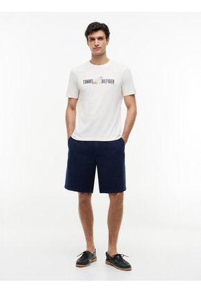 Camiseta Blanca De Corte Regular Con Logo Gráfico Tommy Hilfiger