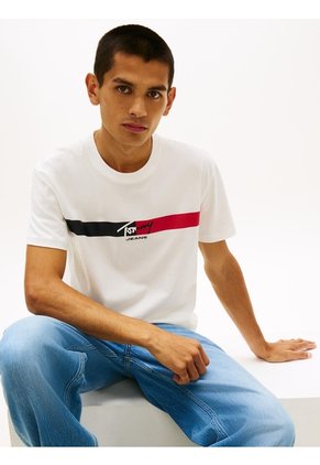 Camiseta Blanca De Punto Con Logo Con La Firma Tommy Jeans