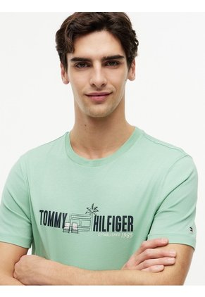 Camiseta Verde De Corte Regular Con Logo Gráfico Tommy Hilfiger