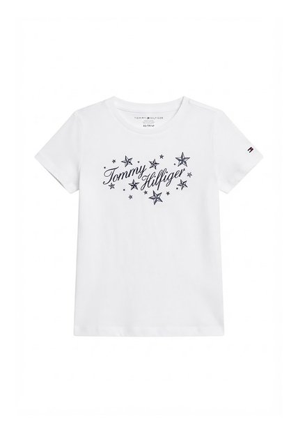 Camiseta Blanca Manga Corta Con Logo Script Tommy Hilfiger