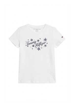 Camiseta Blanca Manga Corta Con Logo Script Tommy Hilfiger