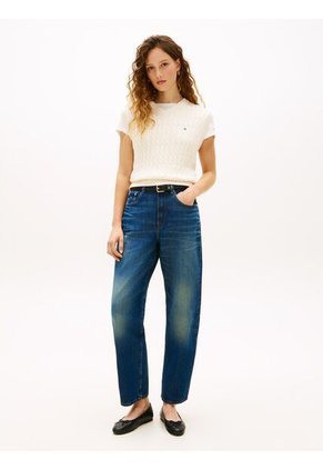 Chaleco Blanco De Punto Trenzado Con Cuello En V Tommy Hilfiger