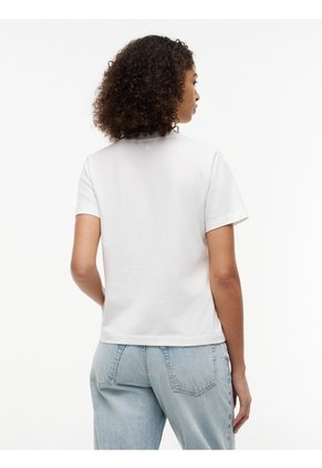 Camiseta Blanca De Cuello Redondo Con Logo Bordado Tommy Hilfiger