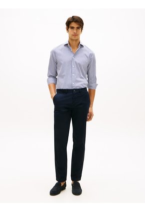 Camisa Azul Flex Collar Con Diseño De Rayas Tommy Hilfiger