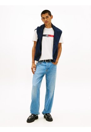 Camiseta Blanca De Punto Con Logo Con La Firma Tommy Jeans