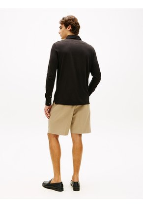 Polo Negro Regular De Manga Larga En Tejido Ligero Tommy Hilfiger