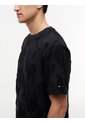 Camiseta Negra De Cuello Redondo Con Estructura Jacquard Tommy Hilfiger de Tommy Hilfiger