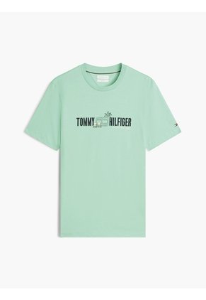 Camiseta Verde De Corte Regular Con Logo Gráfico Tommy Hilfiger