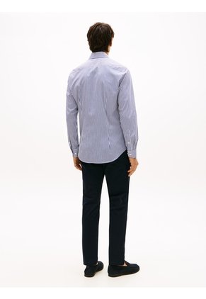Camisa Azul Flex Collar Con Diseño De Rayas Tommy Hilfiger