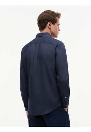 Camisa Azul De Corte Regular Manga Larga Con Tejido Dobby Tommy Hilfiger