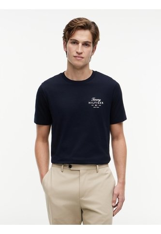 Camiseta Azul De Cuello Redondo De Punto Con Logo Tommy Hilfiger Tommy Hilfiger
