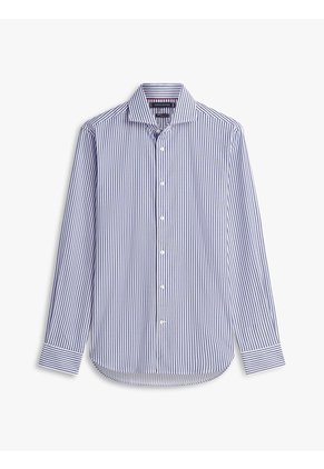 Camisa Azul Flex Collar Con Diseño De Rayas Tommy Hilfiger