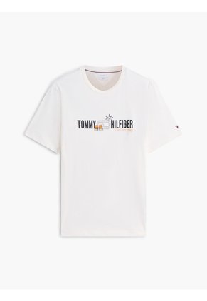Camiseta Blanca De Corte Regular Con Logo Gráfico Tommy Hilfiger