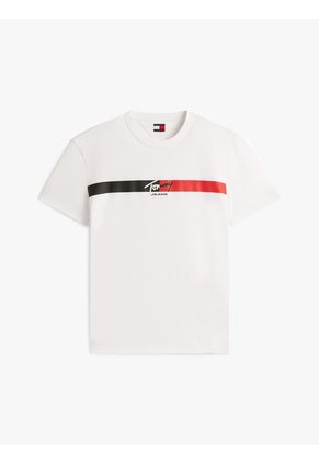Camiseta Blanca De Punto Con Logo Con La Firma Tommy Jeans