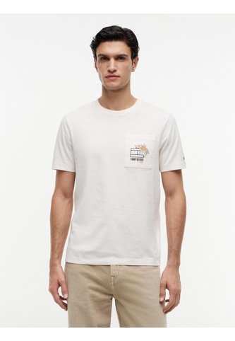 Camiseta Blanca Con Logo Gráfico Floral Estampado En El Pecho Tommy Hilfiger Tommy Hilfiger