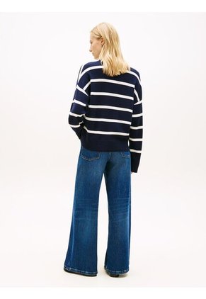 Saco Azul Tejido Amplio De Punto Con Logo Bordado Tommy Hilfiger