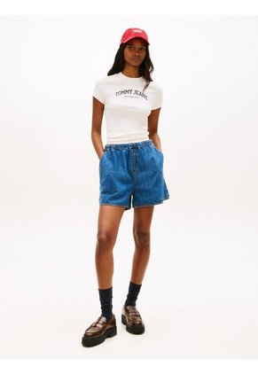 Pantaloneta Azul Holgada De Chambray Tommy Jeans
