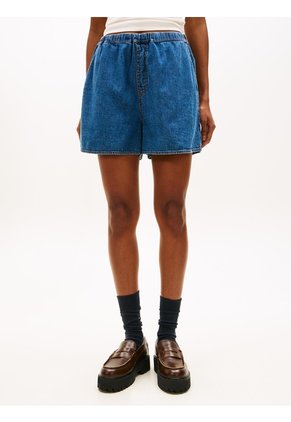Pantaloneta Azul Holgada De Chambray Tommy Jeans