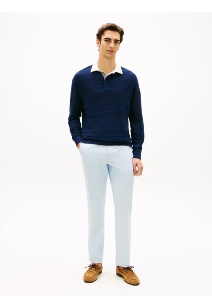 Pantalón Celeste Chino Harlem De Sarga Con Pierna Cónica Tommy Hilfiger