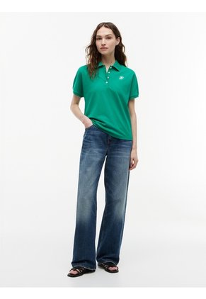 Polo Verde De Corte Regular Con Logo Bordado Tommy Hilfiger