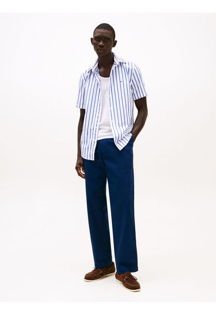 Camisa Azul De Manga Corta Con Corte Regular Tommy Hilfiger