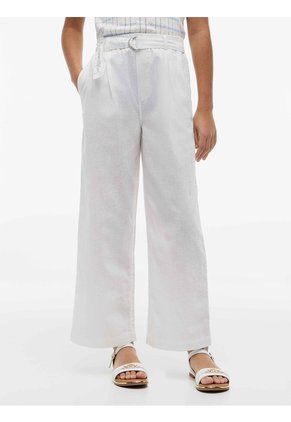 Pantalón Blanco De Pierna Ancha Con Cinturón Tommy Hilfiger