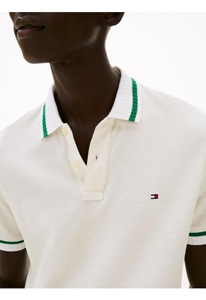 Polo Blanco De Corte Regular Con Logo Tommy Hilfiger
