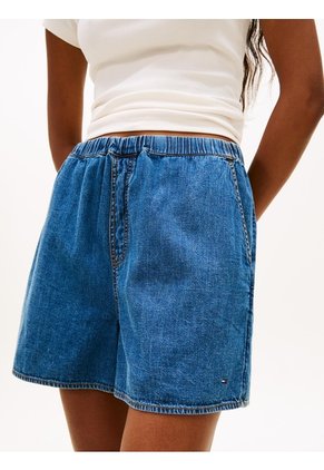 Pantaloneta Azul Holgada De Chambray Tommy Jeans