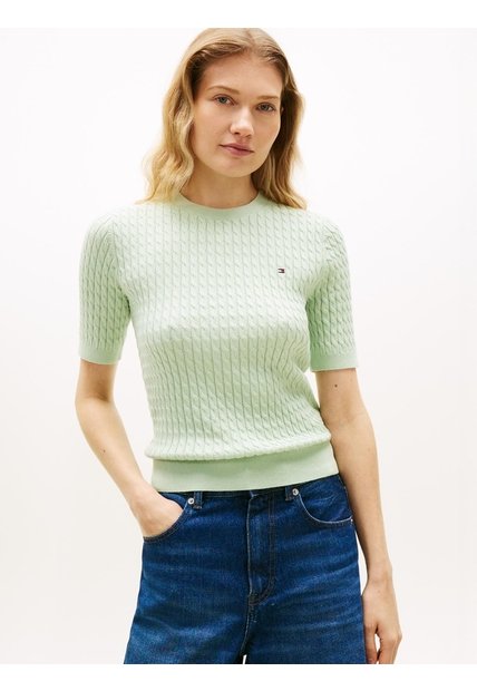 Saco Verde De Manga Corta Y Corte Slim Con Rayas Tommy Hilfiger