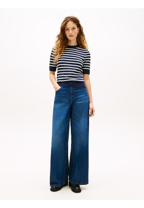 Saco Azul De Punto Fino Con Manga Corta Tommy Hilfiger