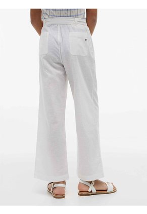 Pantalón Blanco De Pierna Ancha Con Cinturón Tommy Hilfiger