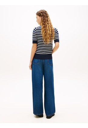 Saco Azul De Punto Fino Con Manga Corta Tommy Hilfiger