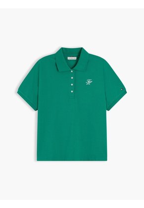 Polo Verde De Corte Regular Con Logo Bordado Tommy Hilfiger
