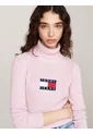 Saco Rosa Slim De Cuello Alto Y Mezcla De Lana Tommy Jeans de Tommy Hilfiger