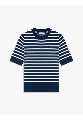 Saco Azul De Punto Fino Con Manga Corta Tommy Hilfiger