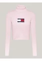 Saco Rosa Slim De Cuello Alto Y Mezcla De Lana Tommy Jeans de Tommy Hilfiger