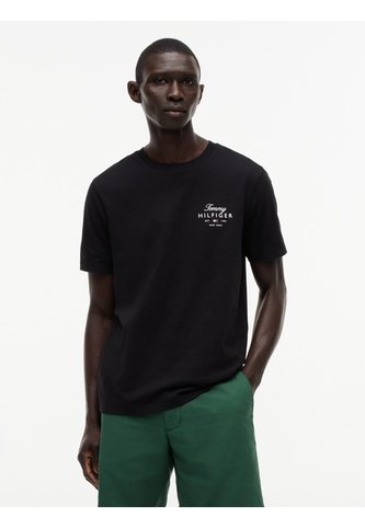 Camiseta Negra De Cuello Redondo De Punto Con Logo Tommy Hilfiger Tommy Hilfiger