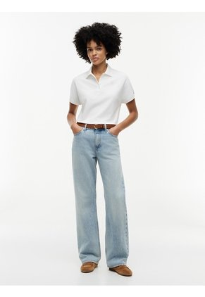 Polo Blanco De Corte Regular Con Logo Bordado Tommy Hilfiger