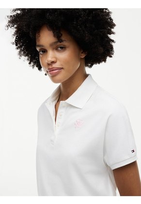 Polo Blanco De Corte Regular Con Logo Bordado Tommy Hilfiger