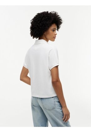 Polo Blanco De Corte Regular Con Logo Bordado Tommy Hilfiger