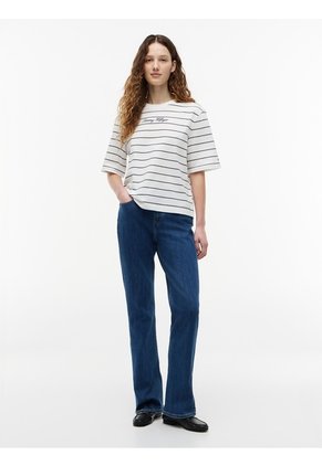 Camiseta Blanca Amplia De Cuello Redondo Con Logo Tommy Hilfiger