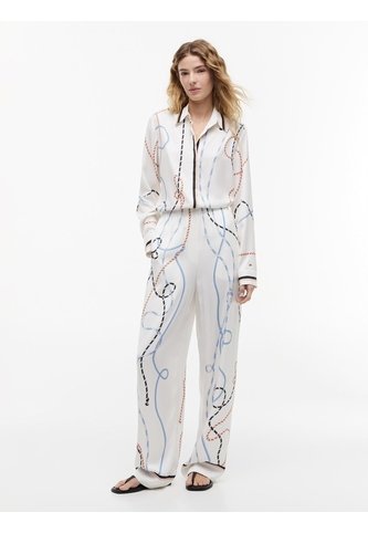 Pantalón Blanco Recto Amplio Con Estampado De Cuerdas Tommy Hilfiger Tommy Hilfiger