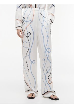 Pantalón Blanco Recto Amplio Con Estampado De Cuerdas Tommy Hilfiger