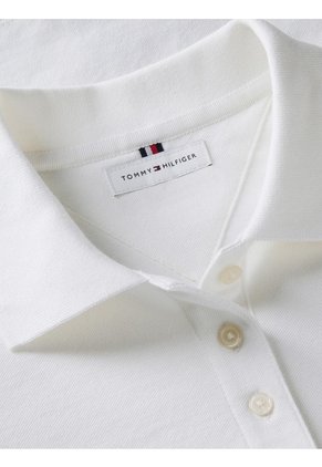 Polo Blanco De Corte Regular Con Logo Bordado Tommy Hilfiger