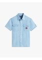 Camisa Azul Manga Corta Herringbone Tommy Hilfiger de Tommy Hilfiger