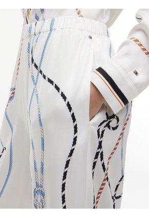 Pantalón Blanco Recto Amplio Con Estampado De Cuerdas Tommy Hilfiger