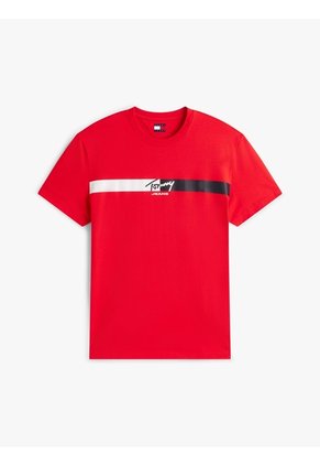 Camiseta Roja De Punto Con Logo Con La Firma Tommy Jeans